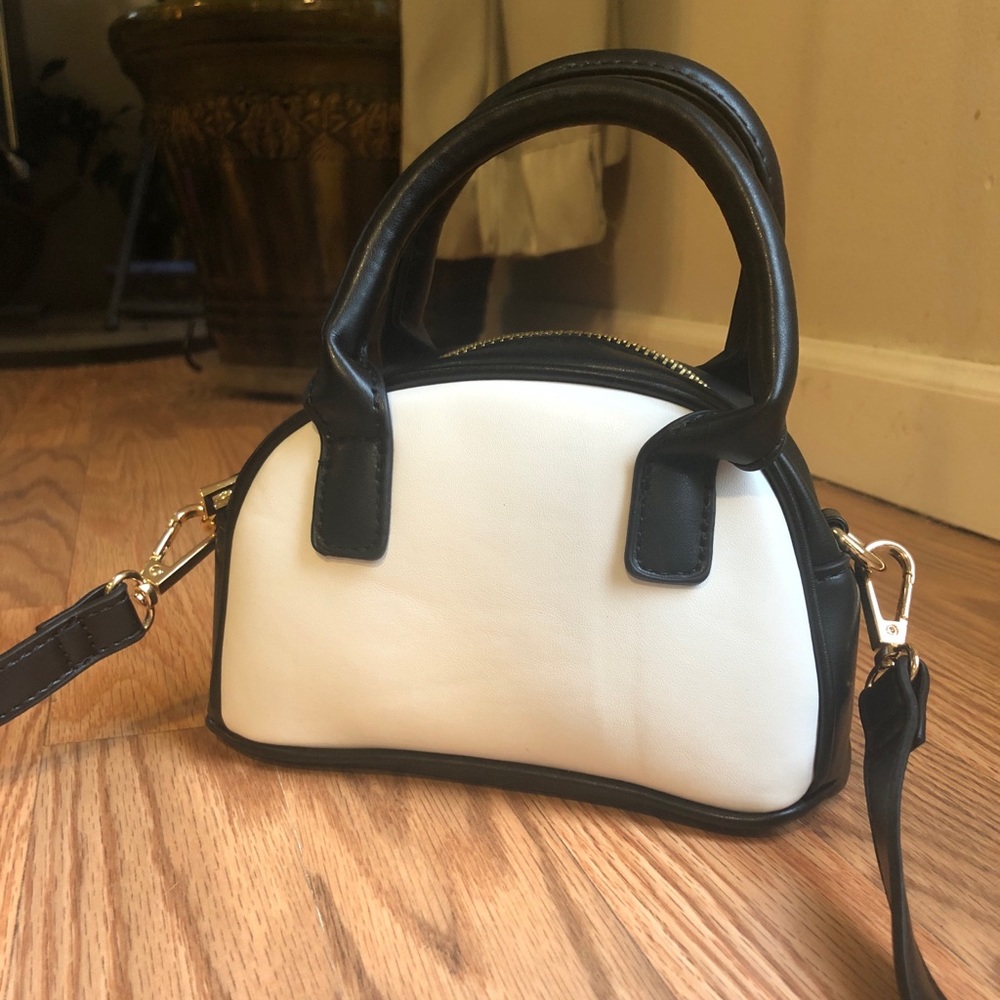 ASOS White and Black small crossbody “bowler”purse